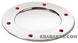 stainless steel charger plate with red bead