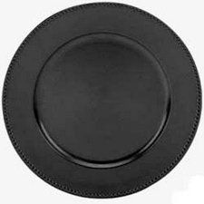 black charger plate with beaded rim