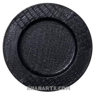 leather charger plate - black faux