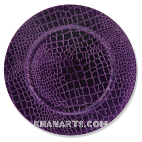 leather charger plate - purple croco