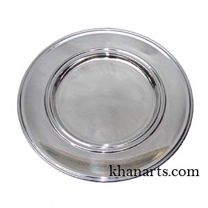 silver charger plate - double border made of stainless steel