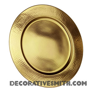 gold charger plate : brass plated hammered charger plate - 13"