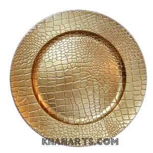 gold leather charger plate