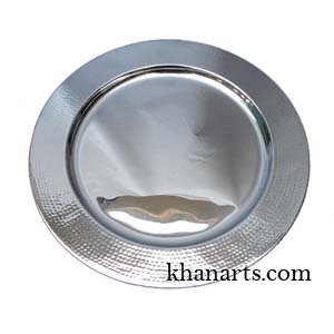 silver charger plate - hammered stainless charger