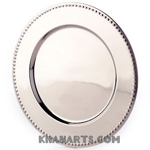 beaded charger plate, stainless charger