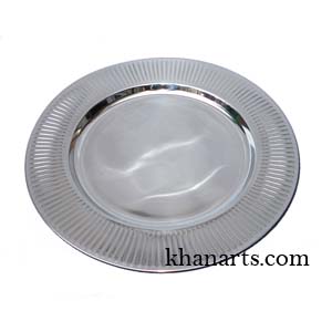 silver charger plate salai border made of stainless steel