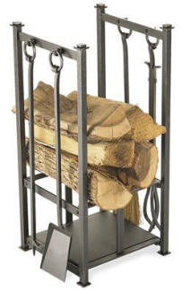 fireplace tools set with wood log holder