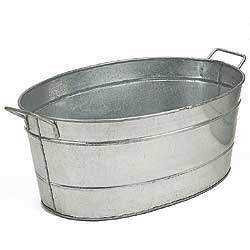 galvanized oval party tub, ice cooler