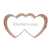 twin heart shaped cookie cutters, copper cookie cutter, cake mold