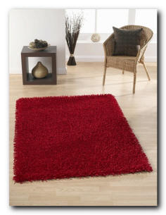 red polyester shag rug